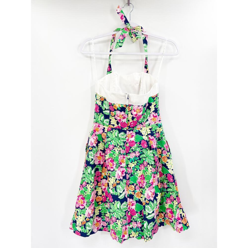 Lilly Pulitzer Toni Getaway Garden Floral Print Lace Up Halter Mini Dress 4 NWT - Picture 4 of 6